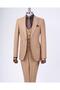 Italian Style Slim Fit Jacket Vest Pants Suit Camel T11487 - 5