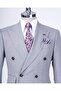 Italian style slim fit striped jacket pants suit gray T9945 - 2
