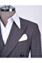 Gray Italian Style Double Breasted Striped Jacket and Pants Set - T12899 - 7