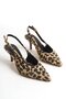 Cortes Leopard Patterned Back Open Stiletto Women's Shoes - 4