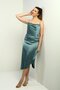 Women's Rope Strap Draped Lined Asymmetrical Midi Dress