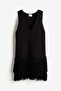 Fringe-trimmed knitted dress