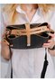Set of 2 Justpolo Women's Black Tan 5-Compartment Adjustable Long Strap Hand and Shoulder Bag - 5