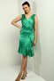 Women's Double Breasted Lapel Lined Front Draped Front Flounce Satin Short Dress