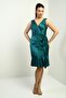 Women's Double Breasted Lapel Lined Front Draped Front Flounce Satin Short Dress