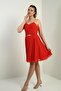 Women's Rope Strap Back Tie Front Window Lined Chiffon Short Flared Dress - 3