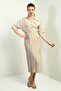 Women's Single Pocket Half Button Front Slit Gradient Dress - 3