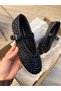 Black Satin Stone Women's Ballerinas - 6