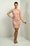 Women Strapless 3D Floral Lining Straight Tight Short Dress - 2
