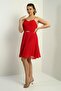 Women's Rope Strap Back Tie Front Window Lined Chiffon Short Flared Dress - 2