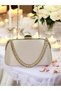 Special Design Skin Color Satin Chain Handle Crystal Stone Handle Women's Evening Dress Bag - 7