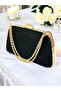 Special Design Black Color Satin Chain Handle Crystal Stone Handle Women's Evening Dress Bag