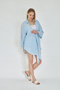 Women's Blue Linen Tie Kimono Shirt / Sevde Ugur - 7