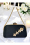 Special Design Black Color Satin Chain Handle Silver Crystal Stone Handle Women's Evening Dress Bag - 6