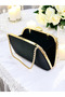 Special Design Black Color Satin Chain Handle Silver Crystal Stone Handle Women's Evening Dress Bag - 3