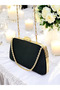 Special Design Black Color Satin Chain Handle Silver Crystal Stone Handle Women's Evening Dress Bag - 5