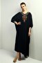 Women's V-Neck Embroidered Pocket Oversize Long Dress