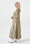 Muslin Fabric 100% Cotton Hijab Long Tunic with Side Slits - Green - 2