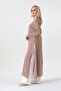 Muslin Fabric 100% Cotton Hijab Tunic with Side Slits - Mink - 2