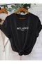 Milano Letter Printed T-Shirt, Casual Crew Neck Short Sleeve Top for Spring and Summer, Women's Clothing