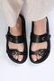 Marlis Genuine Leather Black Color Platform Sole Women's Slippers - 2