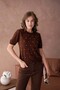 Women's Crew Neck Argyle Patterned Stone Knitwear Blouse