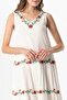 Sleeveless Şile Fabric Spring V-Neck Embroidered Long Summer Dress Cream Krm - 3