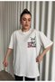 Rabbit Printed Oversize T-Shirt White Color