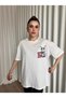 Rabbit Printed Oversize T-Shirt White Color - 2