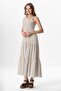 Strappy Şile Bezi Square Collar Talisman Long Summer Dress Cream Striped Krmsyh - 5