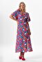 Short Sleeve Viscose Almeda Square Neck Slit Long Dress Abstract Purple Syt Purple