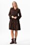 Long Sleeve Select Flannel Autumn and Winter Short Dress Rose Pattern Black Syh - 5