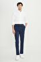 Slim Fit Slim Fit Elastic Waist Side Pocket Flexible Casual Navy Blue Trousers - 3