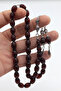 Burgundy Barley Cut Squeezing Amber Rosary with Brushed Silver Tassel 201023887 - 2