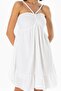 Alanya Halter Neck Short Summer Muslin Dress White Byz - 3