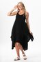 Strappy V-Neck Leyla Asymmetrical Cut Midi Length Muslin Summer Dress Black Syh