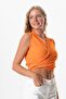 Orange Trnc Sleeveless Deren Waist Tie Summer Sure Simple Blouse - 4