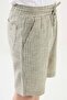 Striped Super Slim Fit Elastic Waist Drawstring Linen Men's Shorts Khaki - 18111.25Y - 2