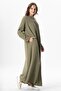 Long Sleeve Lacin Printed Muslin Seasonal Robe Khaki Hk - 5