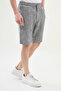 Striped Super Slim Fit Elastic Waist Drawstring Linen Men's Shorts Navy Blue - 18111.25Y - 3