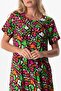 Short Sleeve Melda Viscose Patterned Midi Length Summer Dress Abstract Black Syt Syh - 3