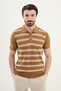 Striped Slim Fit Polo Neck Men's Knitwear T-Shirt Camel - 11529.25Y