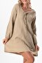 Long Sleeve Celestial Binding Detailed Short Muslin Summer Dress Mink Vzn - 3