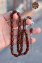 Coffee Capsule Cut Silver Moon Star Tasseled Clamping Amber Rosary 201023886 - 5