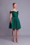 Emerald Strap Off Shoulder Checked Sequin Detail Mini Length Flared Evening Dress - 5