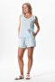 Elastic Waist Duru Ruffle Detailed Muslin Summer Short Shorts Ice Blue Bmv - 4