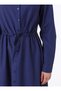 Cotton Waist Tie Detailed Poplin Hijab Dress - Navy Blue - Benin - 6