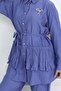 Ruffled Brooch Detailed Double Suit Set Indigo 4793 - 3