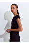31718 Off-The-Shoulder Pleat Detail Top-Black - 3