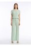 Openwork Knitted Mint Green Knitwear Trousers